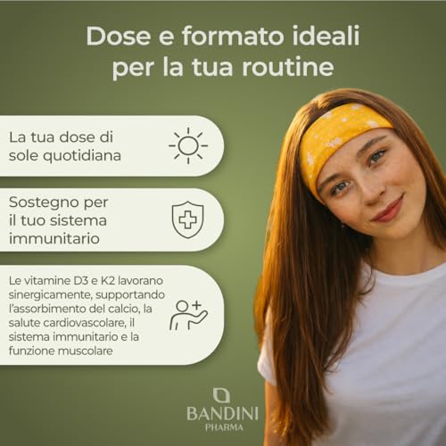 Bandini® Vitamina D3 K2 Gocce, in Olio Extra Vergine di Oliva EVO, Colecalciferolo 1000 UI per Goccia + Vit K2 MK-7 Menachinone Kappa 99,7% 100 mcg per Goccia, con pratico Contagocce - 2