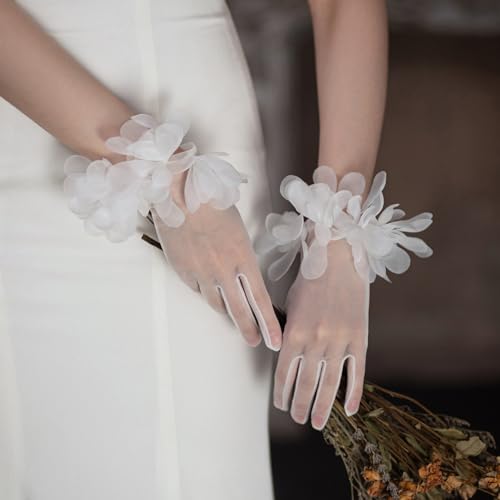 Wedding Gloves Short White Bride Gloves Dressing Gloves for Women and Girls2