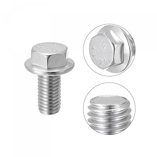 Image of uxcell M10x20mm Hex Serrated Flange Bolts Screws Metric Thread 304 Stainless Steel 6pcs