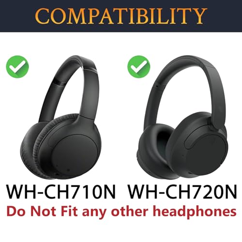 SOULWIT Earpads para Sony WH-CH710N/CH720N - Negro | para auriculares inalámbricos WH-CH710N(WHCH710N)/WH-CH720N(WHCH720N) miniatura 2