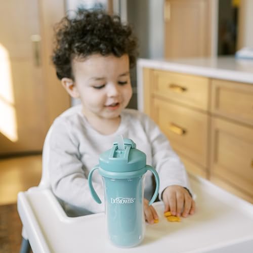 Dr. Brown's Insulated Sippy Cup with Straw & Handles, 2-Pack, Green, BPA Free