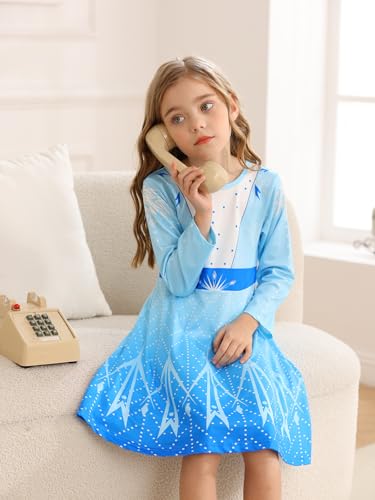 AmzBarley Princess Nightgown Girls Nightgowns for Toddler Kids Princess Pajamas Sleepwear Long Sleeve Nightie Nightdress3