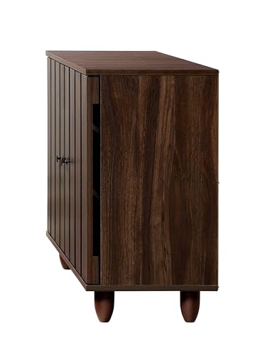 Image of DeckUp Minang 2-Door Engineered Wood Shoe Rack (Walnut, Matte Finish)
