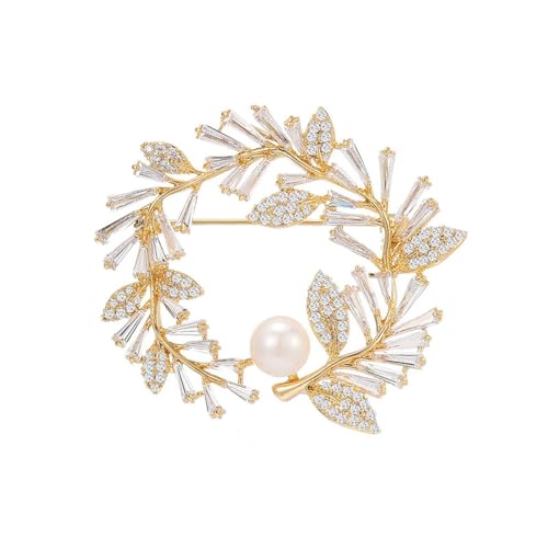 Broche pour femme en cristal motif feuille pour sublimer une robe simple