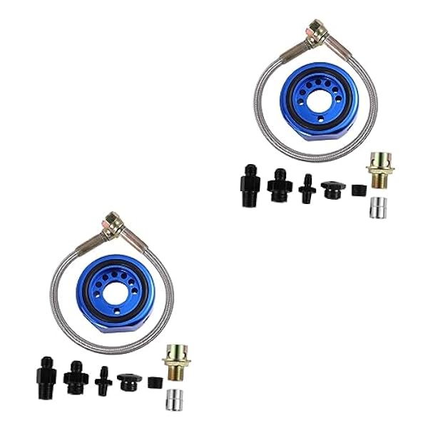 Vaguelly 2 Set Kit Calibro Kit Per Auto Kit Di Raffreddamento Olio Kit Indicatore Temperatura Olio Adattatore Linea In Alluminio Kit Di Conversione Filtro Di Raffreddamento Piastra