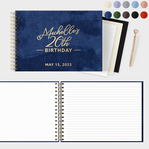 Image of Personalized Graduation Guest Book Photo Album - Custom Scrapbook to Sign with Polaroid Instax Photos - Fits 4x6 or 5x7 Pictures - Grad Party Sign-In Book (Navy, Large - 11.7x8.3 inch)