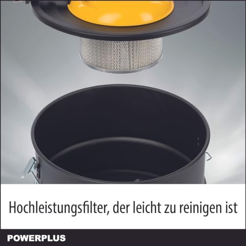 Power Plus elektrischer Aschesauger POWX3000-1000W Aschestaubsauger für Kamin, Ofen, Holzofen - Asche Sauger 15l Tank - max. 40°