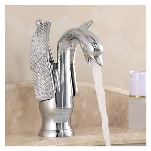 Robinet de salle de bain cygne doré pour lavabo de suite parentale