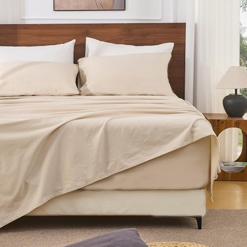 Image of Bedlifes 100% French Linen King Bedding Set - 18-24 inch Extra Deep, 4-Piece | Soft & Durable, Breathable & Cooling, Flax Linen Sheet, OEKO-TEX Certified, Moisture Wicking, Easy Care, Machine Washable