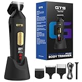GTS PRO Electric Body Hair Trimmer for Men - Multi-Angle Ceramic Blade with LED Screen & 7000RPM Adjustable Speed, IPX6 Waterproof Pubic/Ball/Groin Shaver Kit, USB/Dock Charging, 90min Runtime, Box