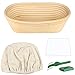 Semlos Koszyk na pieczywo, ręcznie wykonany koszyk z rattanu, bambusowe kosze na ciasto z lnu, chleb, łopatka do ciasta do pieczenia chleba typu banneton (owalne)