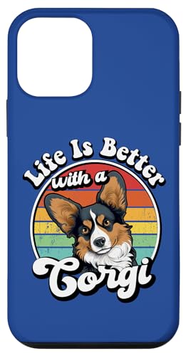 Mens Retro Vintage Life Is Better Black Tricolor Corgi Lover �X�}�z�P�[�X iPhone 12 mini �p