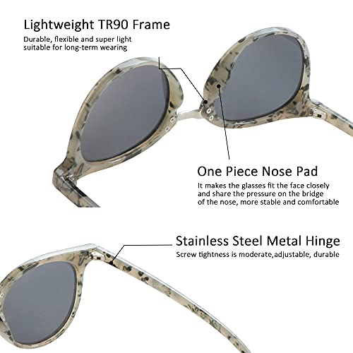 Image of Reading Sunglasses Vintage Round for Men and Women Protection Shades 3 Pack (Grey+Black+Floral, 2.25 Magnification)