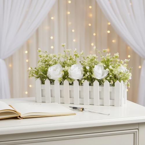 Composition en pot de rose artificielle pour centre de table de mariage et maison - 5