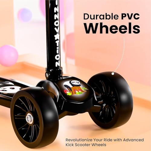 Image of Hardware Foldable Kick Skating Scooter for Kids 3+ Years | Adjustable Height & Strong Frame | Durable PVC Wheels | Outdoor Fun Ride, 50Kg Capacity (Red) (Black)