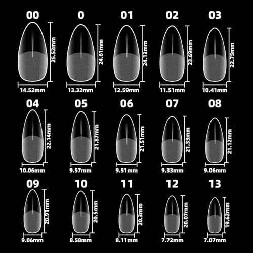 Woobena Short Almond Nail Tips, Short Gel Nail Tips 300Pcs 15Size Pre Etched Press On Nails Clear Acrylic Fake Nails Almond Shaped Full Cover Nails Extension Home Art DIY Salon — view 5