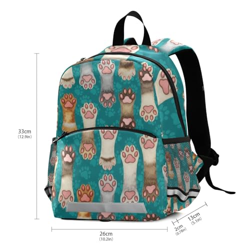 Colored Cat Paws Toddler Girl Backpack with Leash, Small Kids School Backpacks Travel Backpack3