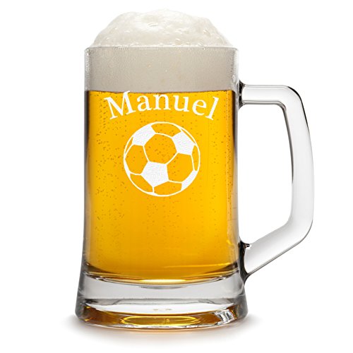 polar-effekt Chope à bière personnalisée avec Gravure d'un nom - chope à bière Cadeau pour idée Cadeau d'anniversaire - Motif Football 0,3l