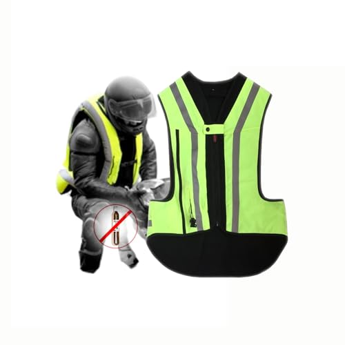 Unisex-Motorrad-Airbagweste Verstellbare Weste, Motorrad- Und Reitsicherheit 0,1S Löst Den Airbag Aus(Green,XXL)