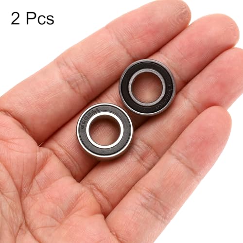 sourcing map 2pcs 6800-2RS Bearing 10x19x5mm, Chrome Steel Double Rubber Seals Miniature Bearing, Lubricated Deep Groove Ball Bearings, P6 (ABEC 3)