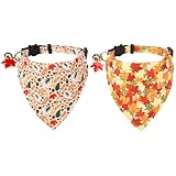 ADOGGYGO Fall Cat Collars Breakaway with Removable Bandana, Adjustable Autumn Thanksgiving Fall Leaves Kitten Bandana Collar for Cats Kittens
