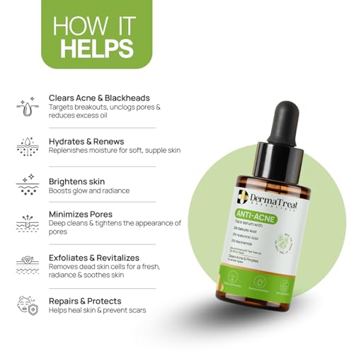 Image of Anti Acne Face Serum with 2% Salicylic acid, 2% Hyaluronic acid & 5% Niacinamide for Fights Acne, Reduces Pores, Controls Oil (Size-30ML)