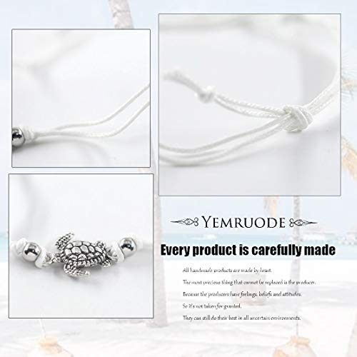 Yemruode Silver Sea Turtle Anklet , Beach Party Gift For Women And Girls （Available In Three Colors） (White Rope) #TOP2