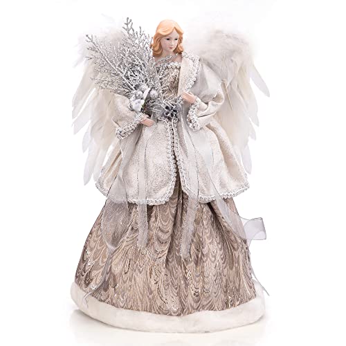 ARCCI Weihnachtsbaumspitze mit weißen Flügeln, 40,6 cm, Braun / silberfarben Cover