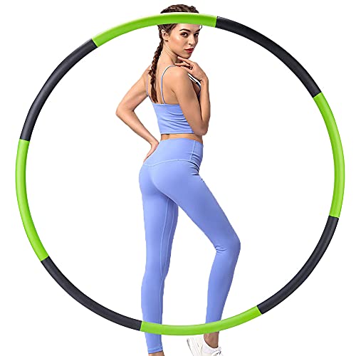 Exercise Hoops for Adults, detachable and adjustable portable design -Professional weighted sports hoop with soft foam sports hoop, suitable for sports, fitness, dance and gymnastics