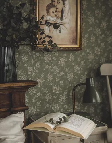 Wallpaper Vintage Green Reed Blossoms Boho Home Decor Wall Furnis...