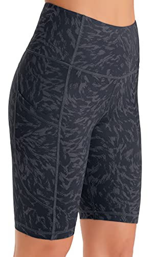 Persit Kurze Sporthose Damen, High Waist Radlerhose Sport Shorts Sommer Laufhose Grau Seidenband L