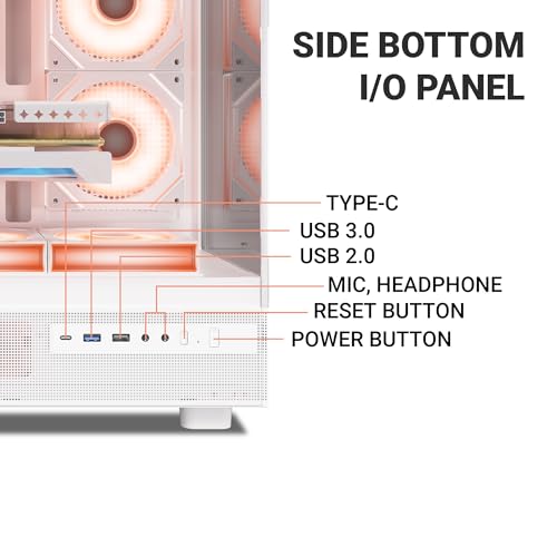 Image of Ant Esports Crystal X6 ATX Mid-Tower Computer Case /Gaming Cabinet with Type-C - White | Support ATX, Micro-ATX, Mini-ITX | Pre-Installed 6 ARGB Infinity Mirror Fans | Dual Front Panel (Mesh /Glass)