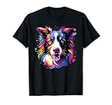Watercolor Colorful Border Collie Dog T-Shirt