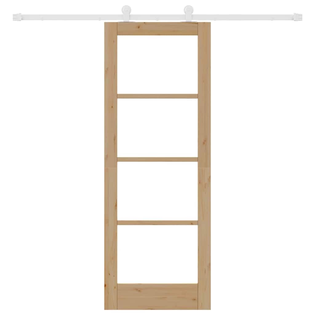 ORKDAL - Porta scorrevole in legno di pino massiccio e vetro di sicurezza, 73,5 x 198,5 cm, divisorio per soggiorno e camera da letto, sistema a binari silenzioso