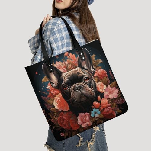 Sac bouledogue et fleurs idéal pour le travail et les voyages - 2