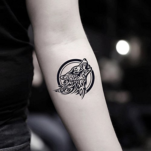 Celtic Wolf Temporary Fake Tattoo Sticker (Set of 2) - www.ohmytat.com