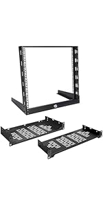RIVECO 12U Desktop Rack for Audio &amp; Network Devices 19 Inch 2 Post Open Frame Shelf with Reinforc...