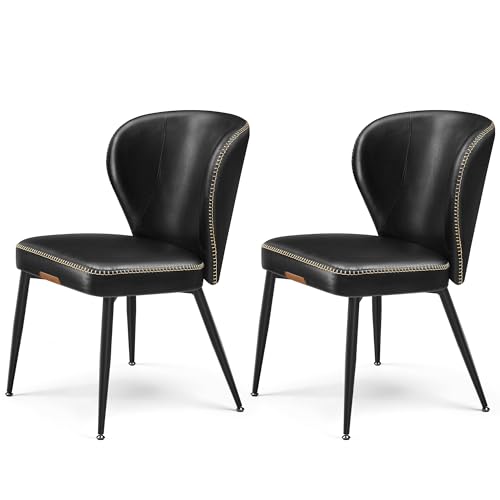 VASAGLE EKHO Collection - Dining Chairs Set of 2, Upholstered Kitchen Chairs, Comfortable Seat, Synthetic Leather with Stitching, Mid-Century Modern,