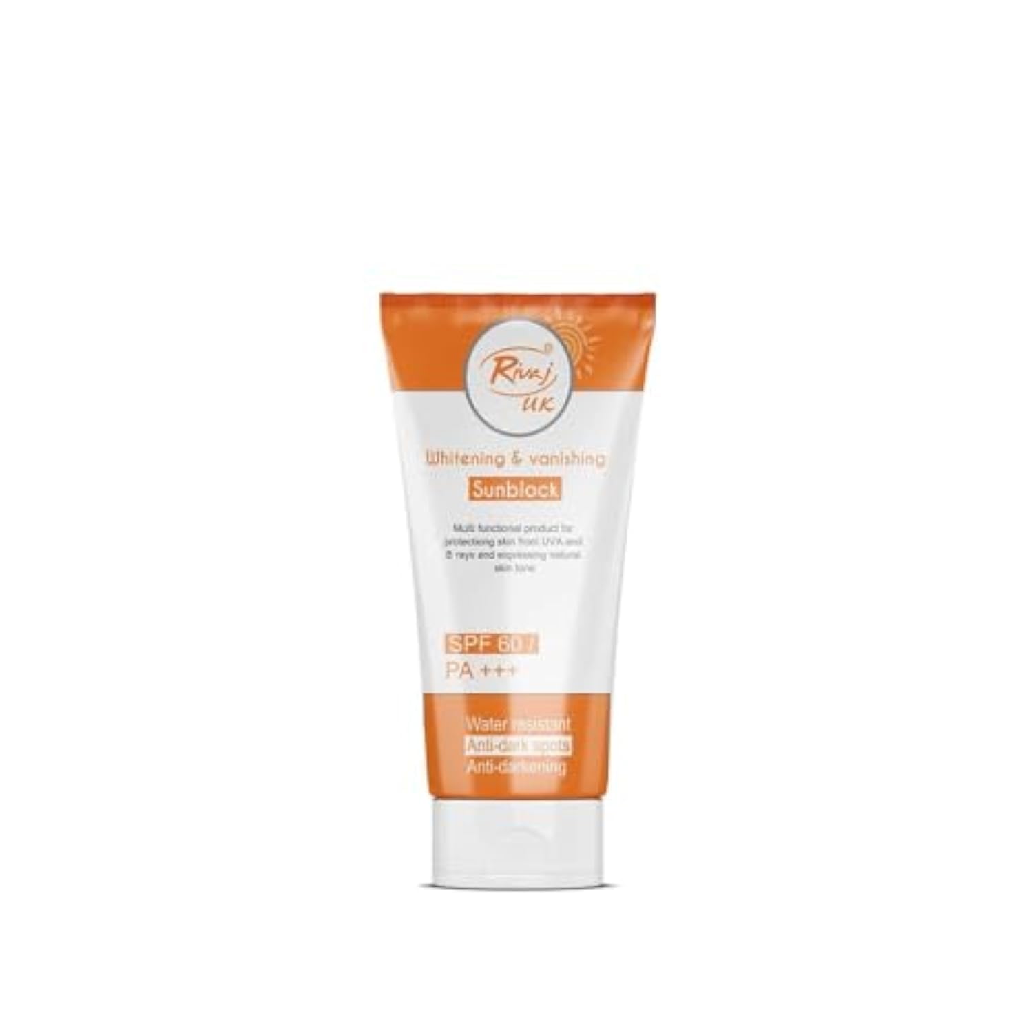 Rivaj SPF60 Sunblock Cream 40 ml, Natural Formula, Water Resistant, For All Skin Types