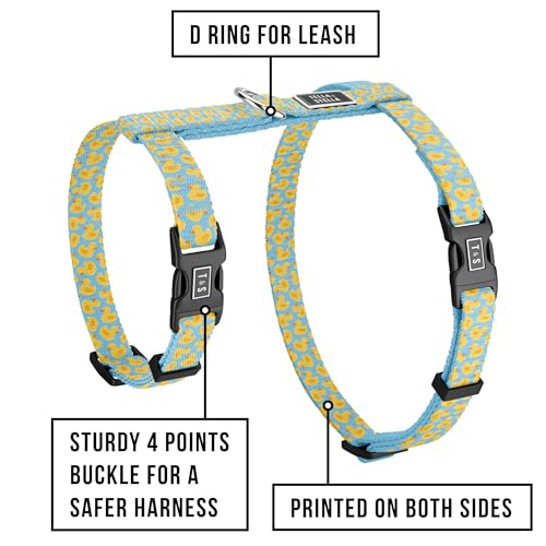 Tella & Stella Escape Proof Cat Harness for Walks – Adjustable Fit for Neck 7 in to 12 in & Chest 10 in to 17 in – Lightweight, Soft, and Comfortable Design – 4-Point Safety Buckles (Quack!) - Image 3