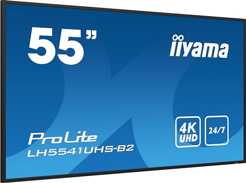 iiyama Prolite LH5541UHS-B2 139cm 54.6' Digital Signage Display IPS LED Panel 4K UHD VGA HDMI Audio-in/Out USB2.0 RS-232c RJ45 Mediaplayer 24/7 schwarz