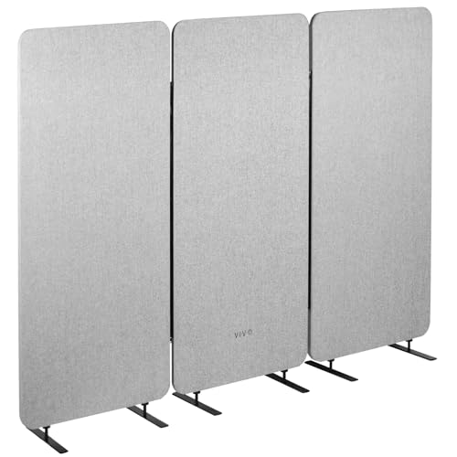 VIVO Freestanding 72 x 56 inch Privacy Panel, Cubicle Divider, Acoustic Wall Partition, x3 24 inch Panels, Gray, PP-3-S072G