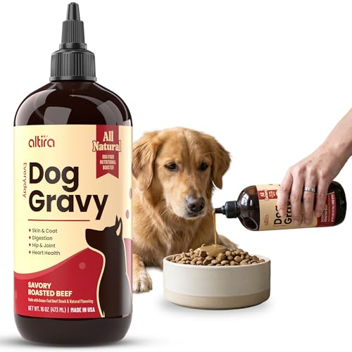 Altira Everyday Dog Gravy - Wet Dog Food Topper for Dry Food with Glucosamine MSM Beef Bone Broth Omega 3 Probiotics and Taurine - Skin Coat Heart Hip and Joint Support 16 oz (Beef)