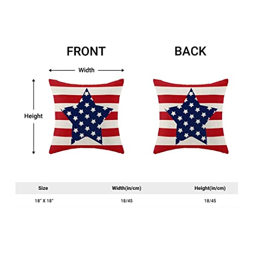 4Th Of July Decorations Pillow Covers 18X18 Set Of 2, Stripes Star American Flag Patriotic Throw Pillows Outdoor Decorative Linen Square Memorial Day Cushion Cover Decor For Home Sofa Couch Bed #TOP3