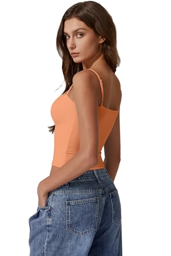 Image of QINSEN Women's Double Lined Basic Tank Top Adjustable Spaghetti Straps Sleeveless Camisole Shirts