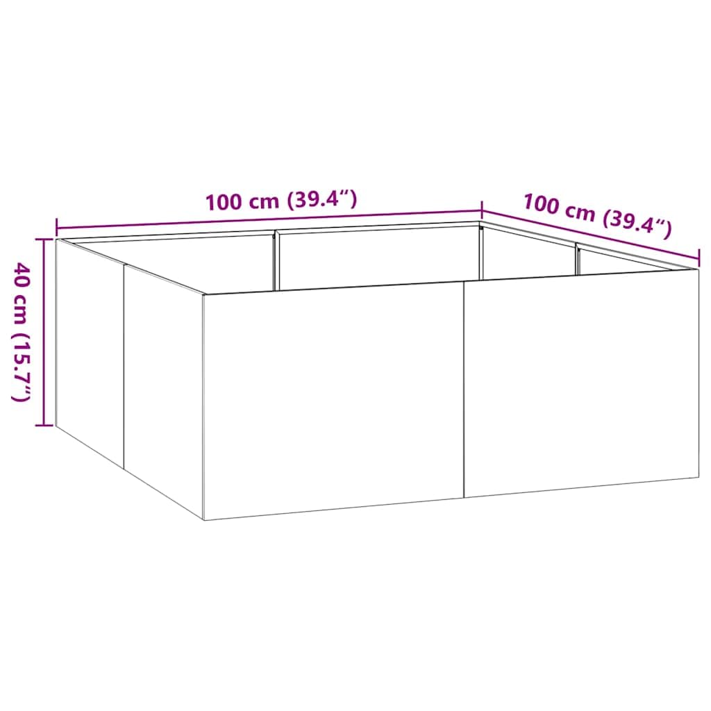 Tomostar Lit de Jardin Surélevé, Jardinière Potager de Jardin Bac à Plant Anthracite 100x100x40 cm Acier