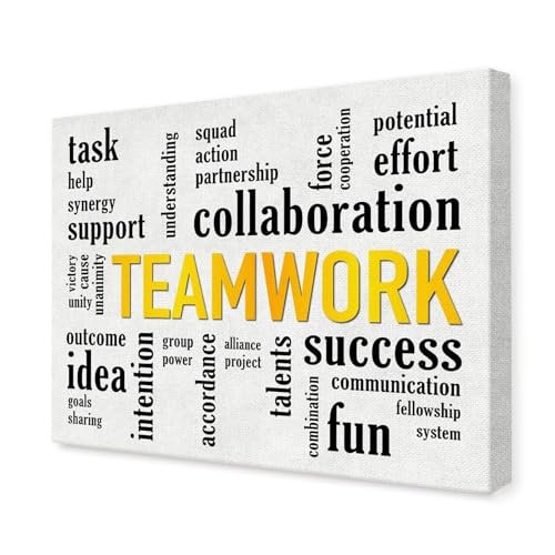 AZPAAAIH Teamwork Motivational Wall-Art - Inspirational Office Decor for Workplace, Cubicle, Home Office or Conference Room(Fram