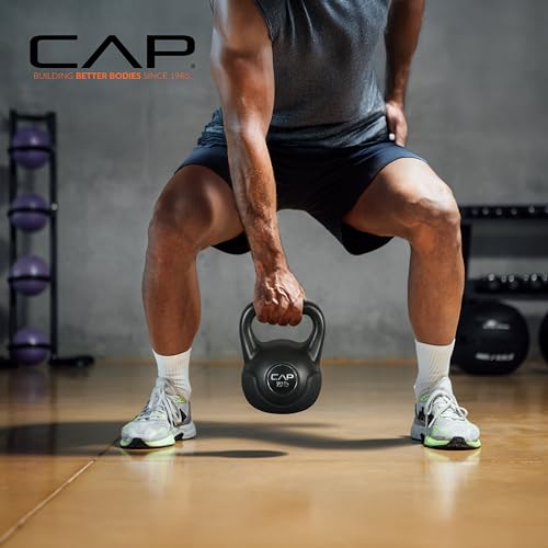 Image of CAP Barbell 45 LB Cement Kettlebell Set - 10 lb, 15 lb & 20 lb Vinyl-Coated Kettlebells for Strength Training, Cardio, Cross Training & Home Gym Workouts