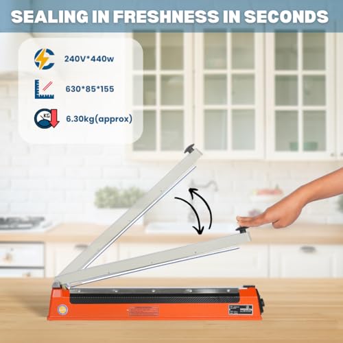 Image of SMART PACK Impulse Type Hand Sealer Machine For Silver, LD, PP, HM And Laminated Pouches Sealing | Pouch Packing Machine | Heat Sealer | Plastic Sealer | Pack of 1 Size 20 INCH