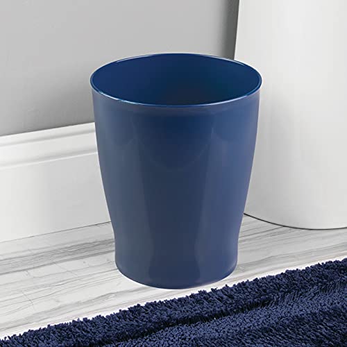 Image of mDesign Round Plastic Bathroom Garbage Can, 1.25 Gallon Wastebasket, Garbage Bin, Trash Can for Bathroom, Bedroom, and Kids Room - Small Trash Can - Fyfe Collection - Navy Blue